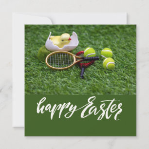 Tennis Easter holiday with racket and balls Card