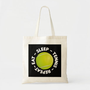 Tennis Eat Sleep Repeat for Tennis Player on Black Tote Bag
