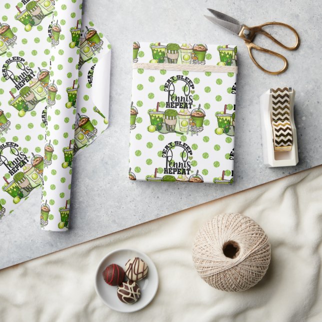 Tennis Eat Sleep Tennis Repeat funny birthday  Wrapping Paper (Crafts)