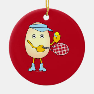 Tennis Egghead  Ceramic Ornament