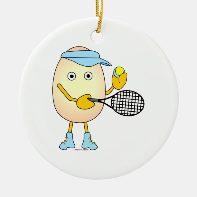 Tennis Egghead  Ceramic Ornament (Front)