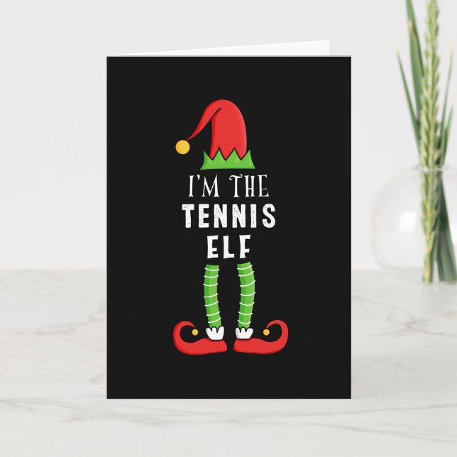 Tennis Elf Christmas Matching Family Gift Card (Front)