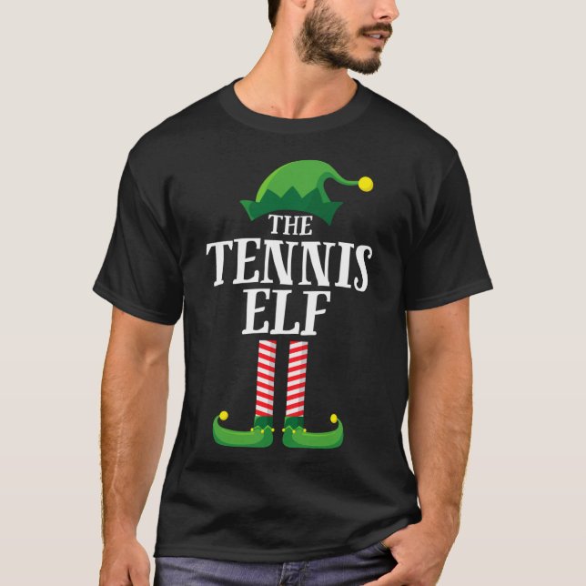 Tennis Elf Matching Family Christmas Party T-Shirt (Front)