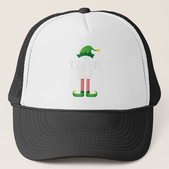 Tennis Elf Matching Family Group Christmas Party Trucker Hat (Front)