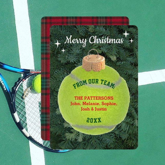 Tennis Fan Personalised Ornament Christmas Card (Creator Uploaded)