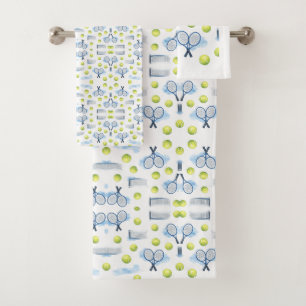 Tennis Father’s Day Blue Watercolor  Bath Towel Set