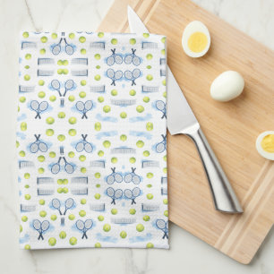 Tennis Father’s Day Blue Watercolor Tea Towel