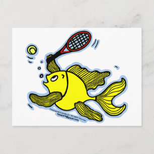 Tennis Fish, Fish Playing Tennis Postcard