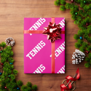 TENNIS Fun Athletic White Text On Royal Blue Wrapping Paper
