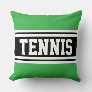 TENNIS Fun Bold Sporty Bright Black Stripes Cushion