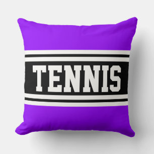 TENNIS Fun Bold Sporty Bright Black Stripes Cushion