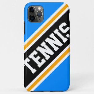 TENNIS Fun Bright Blue Black White Racing Stripes iPhone 11 Pro Max Case