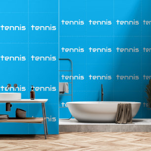 TENNIS Fun Refined White Sleek Text On Azure Blue Wallpaper