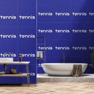 TENNIS Fun Refined White Sleek Text On Navy Blue Wallpaper