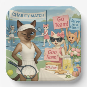 Tennis Fund Raiser for Cat Lovers Paper Plate
