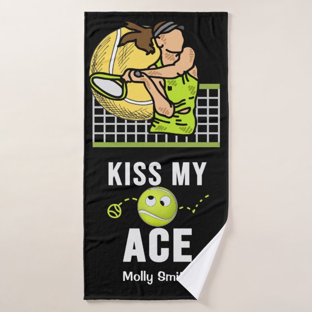 Tennis Funny Kiss My Ace for Player Bath Towel (Bath Towel)