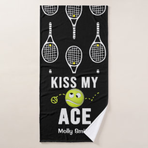 Tennis Funny Kiss My Ace for Player Bath Towel