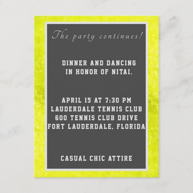 Tennis Fuzzies Enclosure Card (Front)