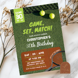 Tennis Game Set Match Birthday Game Invitation