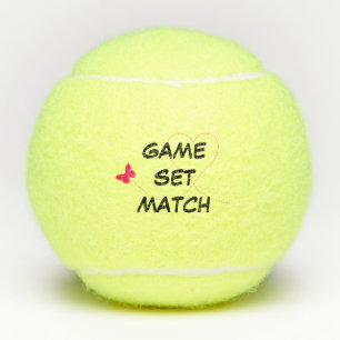 Tennis Game Set Match Butterfly Love Personalised Balls