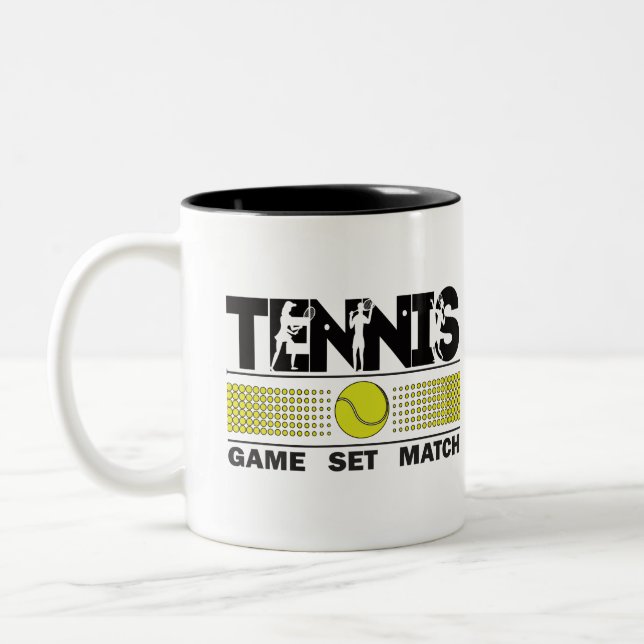 Tennis - Game Set Match Two-Tone Coffee Mug (Left)