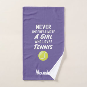 Tennis Gifts For Little Girls Purple Player Cute Hand Towel