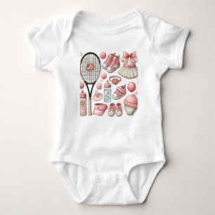 Tennis Girl Baby Shower themed for cat lovers Baby Bodysuit