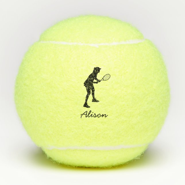 Tennis Girl Custom Name Personalised Tennis Balls (Front)