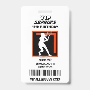 Tennis Girl Player Birthday ID Badge