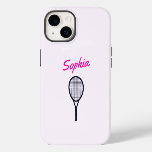 Tennis Girls Custom Name Gift Pink Black iPhone 14 Case
