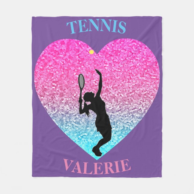Tennis Girls Fleece Blanket w/ Personalised Name (Front)
