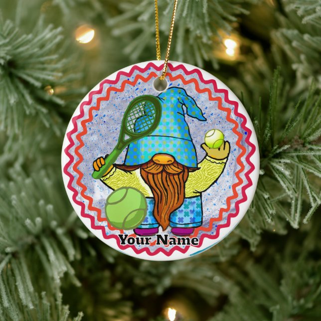 Tennis gnome  ceramic ornament (Tree)