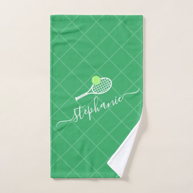 Tennis Green Personalised Name Sports Hand Towel (Hand Towel)