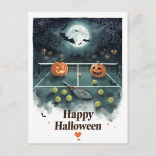 Tennis Halloween for Tennis Player with racket  Holiday Postcard