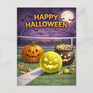 Tennis Halloween Party on the court Holiday Postcard