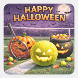 Tennis Halloween Party on the court Square Sticker