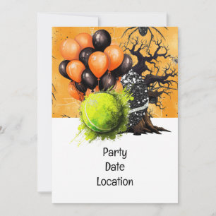 Tennis Halloween Party Paper Plates Invitation