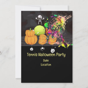 Tennis Halloween Party with tennis ball and ghost Invitation