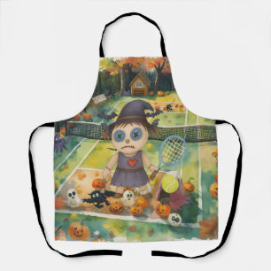 Tennis Halloween themed Player holding racket Apron