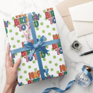 Tennis Happy Birthday for Player Wrapping Paper