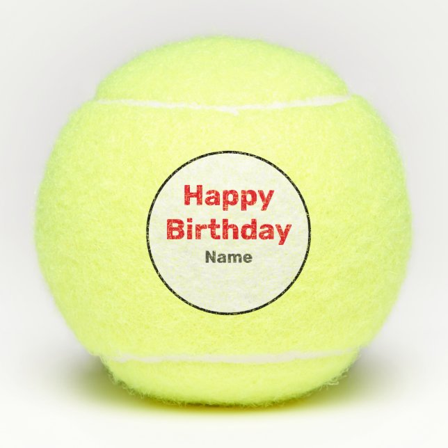 Tennis Happy Birthday Tennis Balls (Front)
