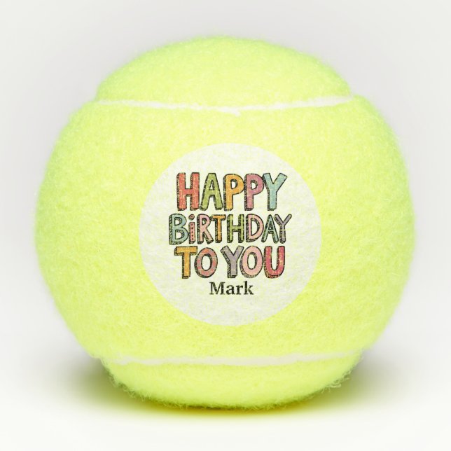 Tennis Happy Birthday to You with Name Tennis Balls (Front)