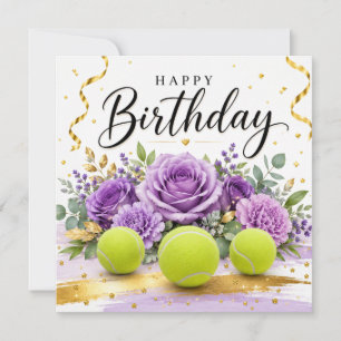Tennis Happy Birthday with flowers