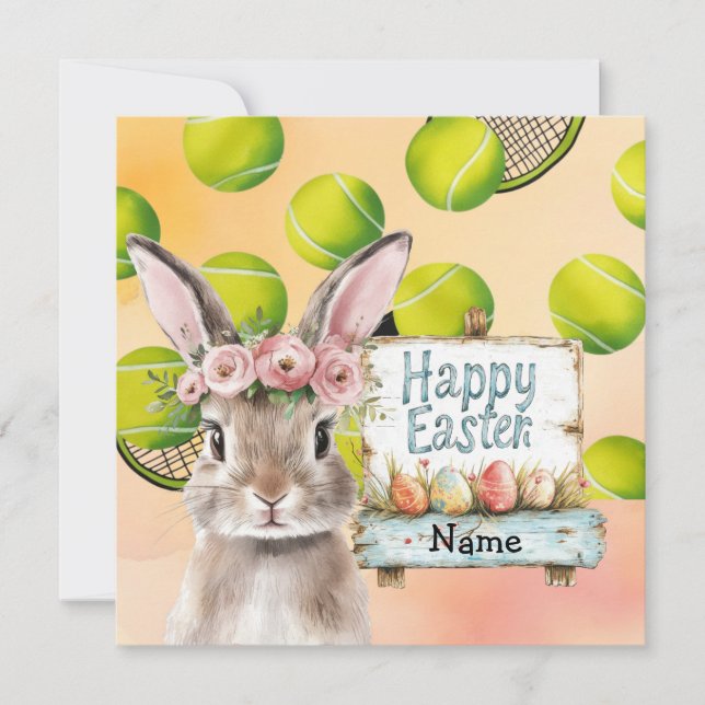 Tennis Happy Easter for Tennis Player  Holiday Card (Front)