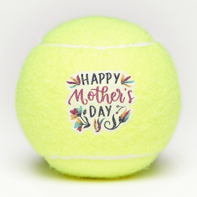 Tennis Happy Mother's Day with flowers around Balls (Front)