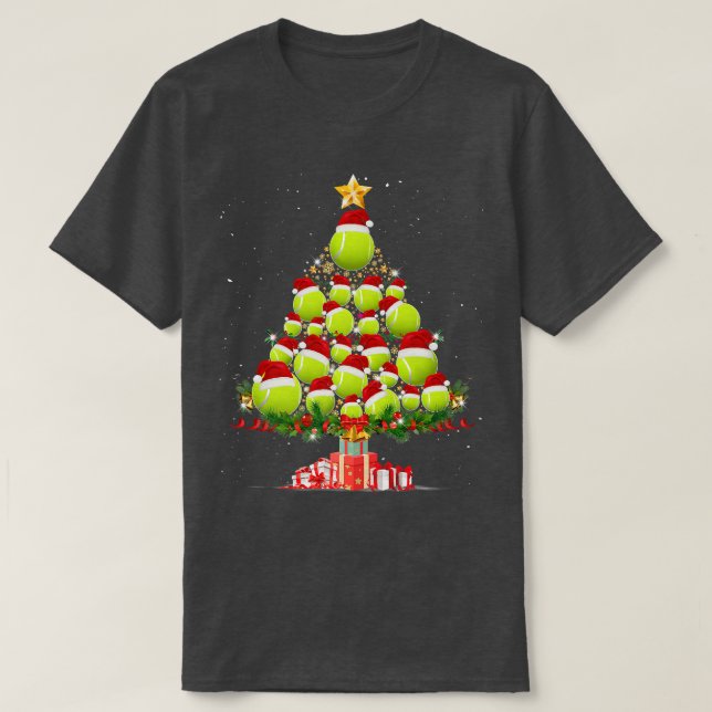 Tennis Hat Santa Player Christmas Tree In Snow Xma T-Shirt (Design Front)