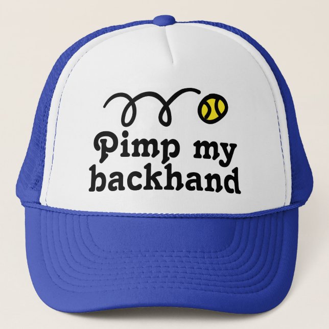 Tennis hat with funny slogan and bouncing ball (Front)