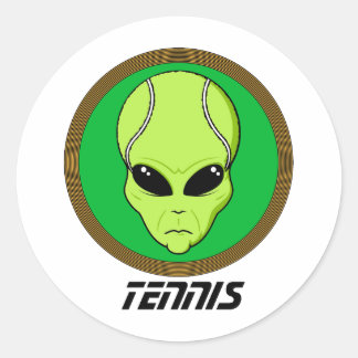 Tennis Head Alien Classic Round Sticker
