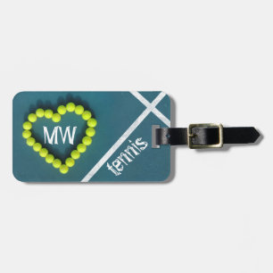 Tennis heart love personalised luggage tag