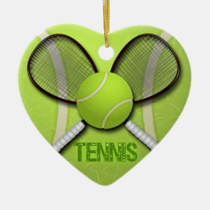 TENNIS HEART ORAMENT CERAMIC TREE DECORATION